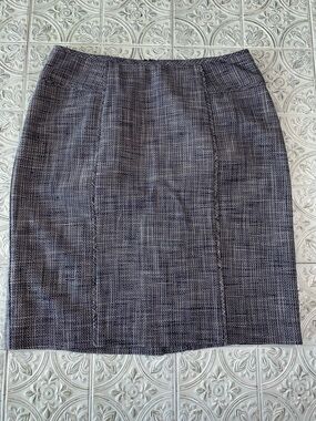 Banana Republic Tweed Skirt Womens Size 4 Navy White Mini Pencil Lined